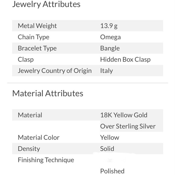 18KT Yellow Gold Over Sterling Silver Patterned Omega Bangle Bracelet 7.25” - Picture 17 of 17